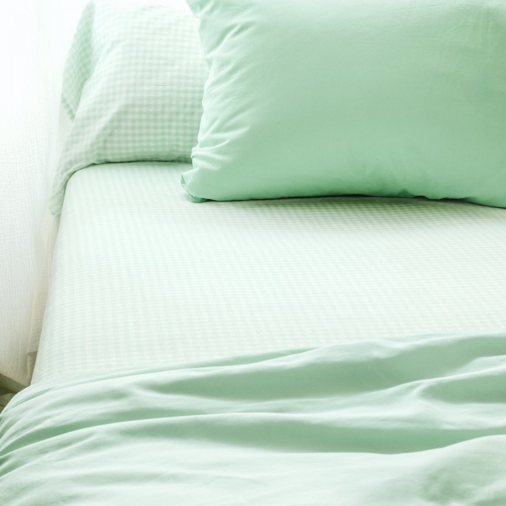 Drap housse Percale de Coton Bio Vichy adulte