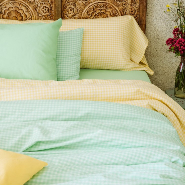 Housse de couette Adulte Percale de Coton Bio Vichy