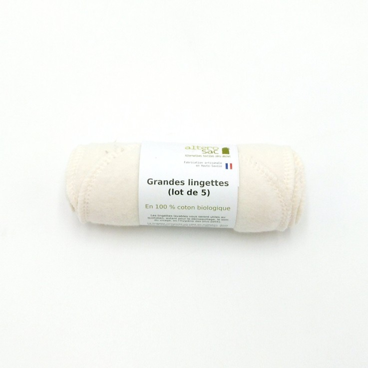 Lingettes lavables en Coton Bio x 5 (L)