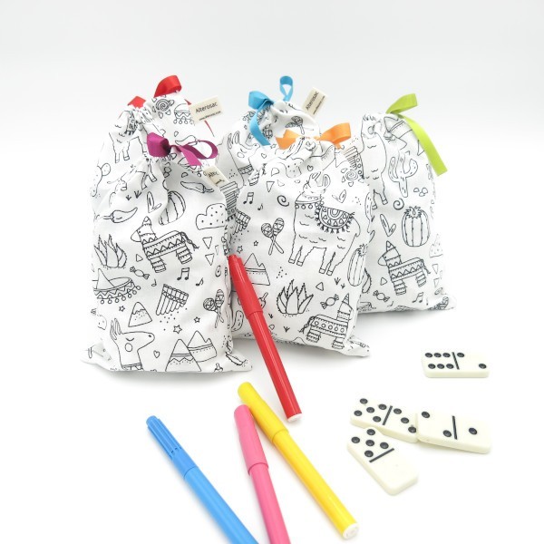 Pochette anniversaire lavable à colorier en Coton