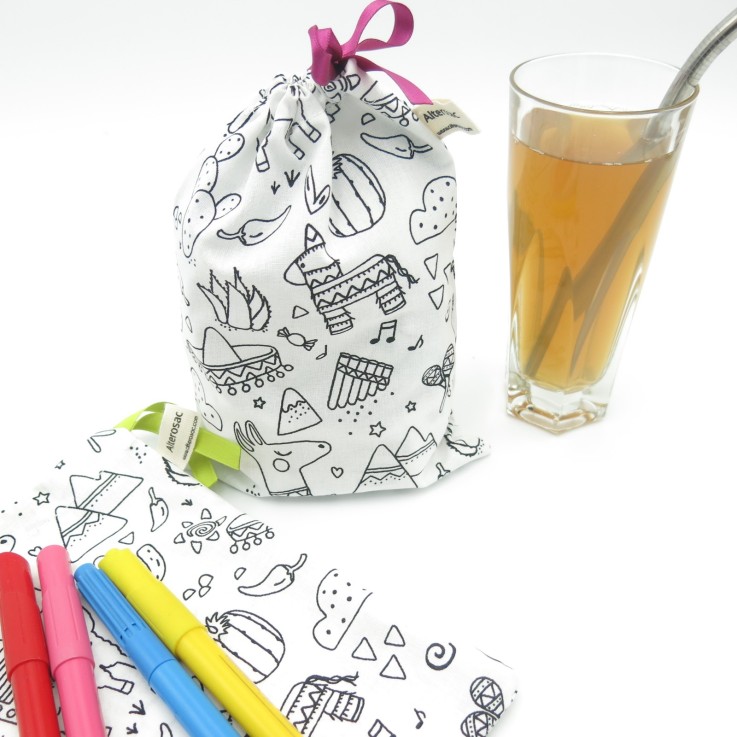 Pochette anniversaire lavable à colorier en Coton