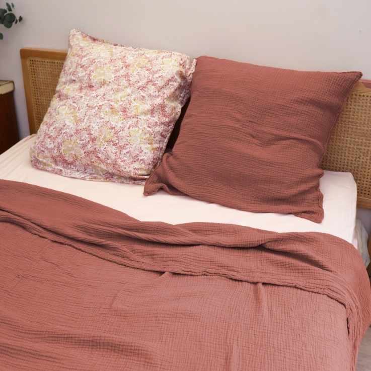 Drap plat Simplement Gaufré en gaze de Coton