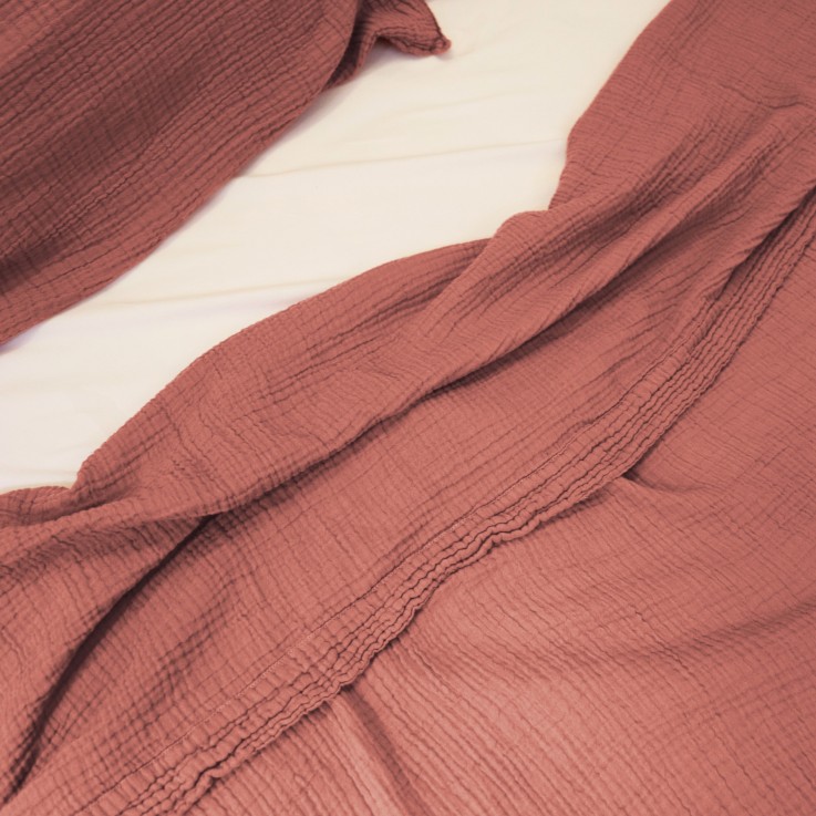 Drap plat Simplement Gaufré en gaze de Coton