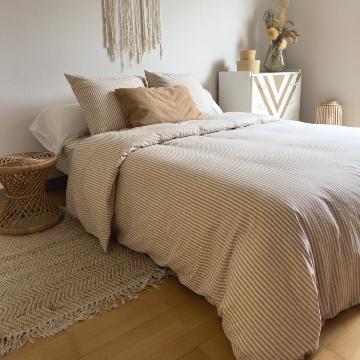 Taie traversin Percale de Coton Bio rayé
