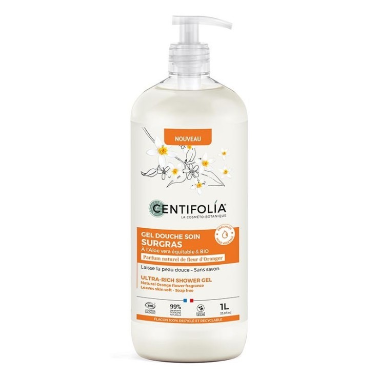 Gel douche soin surgras Fleur d'oranger (1l) Bio