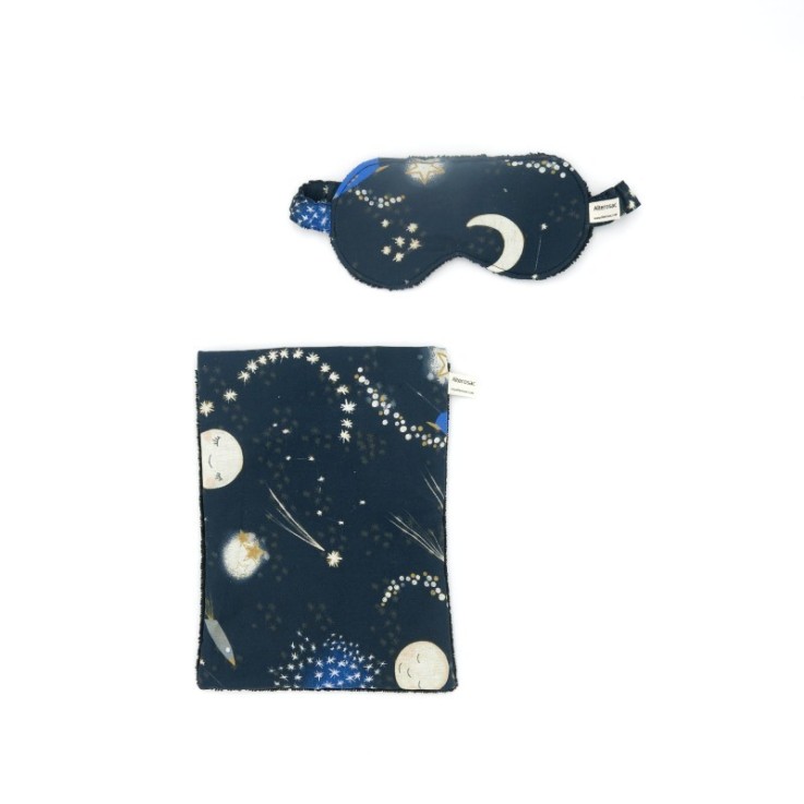 Kit bien-être - bouillotte aux graines de lin et masque de nuit