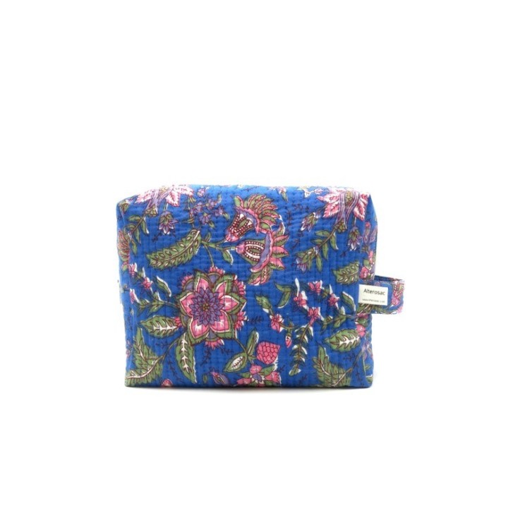 Trousse de toilette/beauté en coton matelassé indien