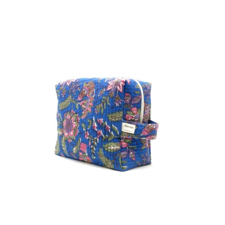 Trousse de toilette/beauté en coton matelassé indien