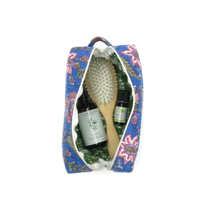Trousse de toilette/beauté en coton matelassé indien