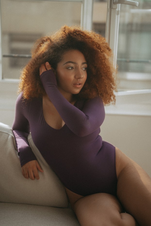 Body Céline côtelé col V Tencel