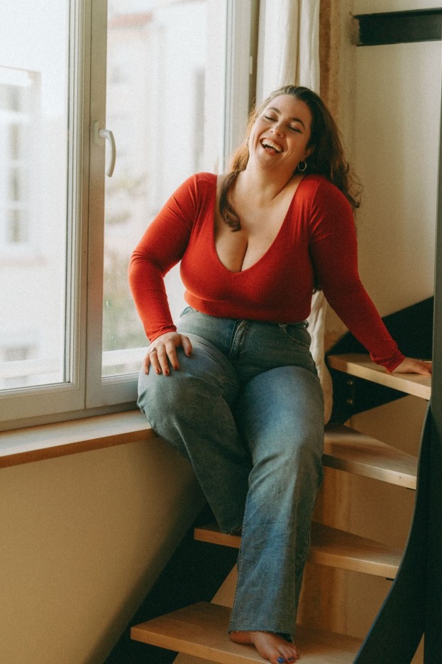 Body Céline côtelé col V Tencel