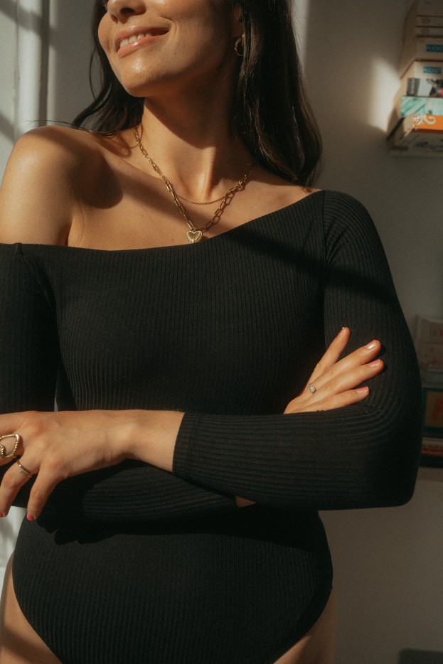 Body Héloïse côtelé asymétrique Tencel (V1)