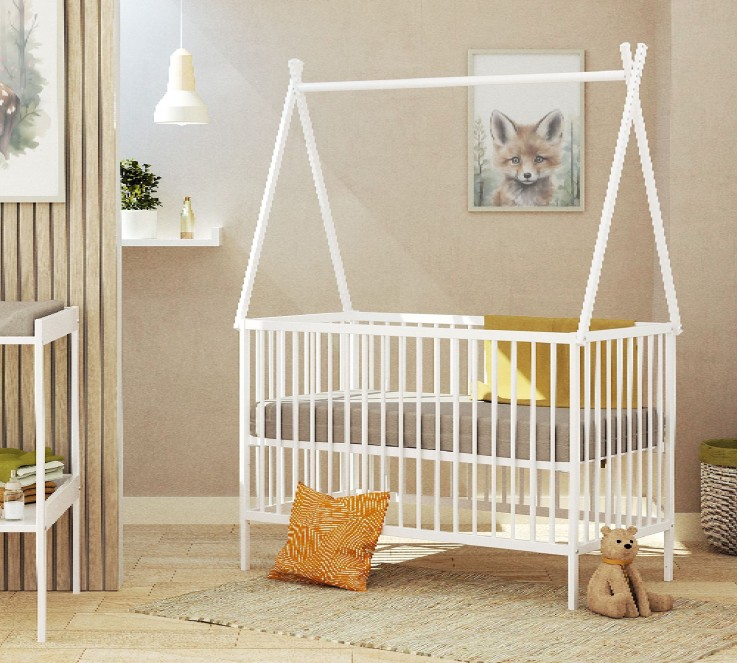 Lit tipi en bois avec toit 60 x 120 cm