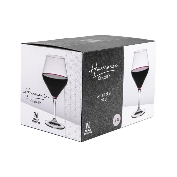 Boite de 6 verres à pied Harmonie 40 cl en cristallin