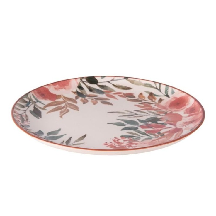 Assiette plate Pink Flor 27 cm (lot de 6) en faïence