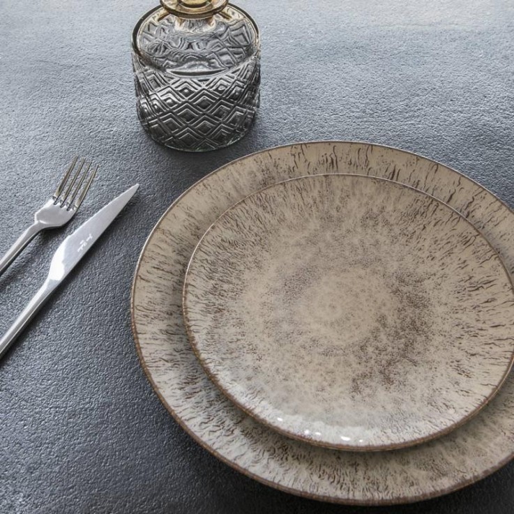 Assiette plate Akaris 27 cm (lot de 6) en grès