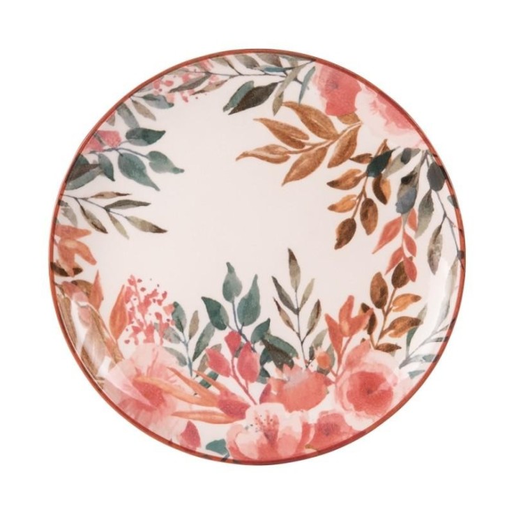 Assiette plate Pink Flor 27 cm (lot de 6) en faïence
