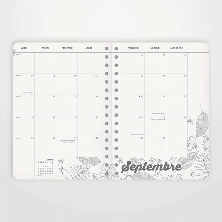 Agenda scolaire 2025 / 2026 spirale A5 Matière recyclée