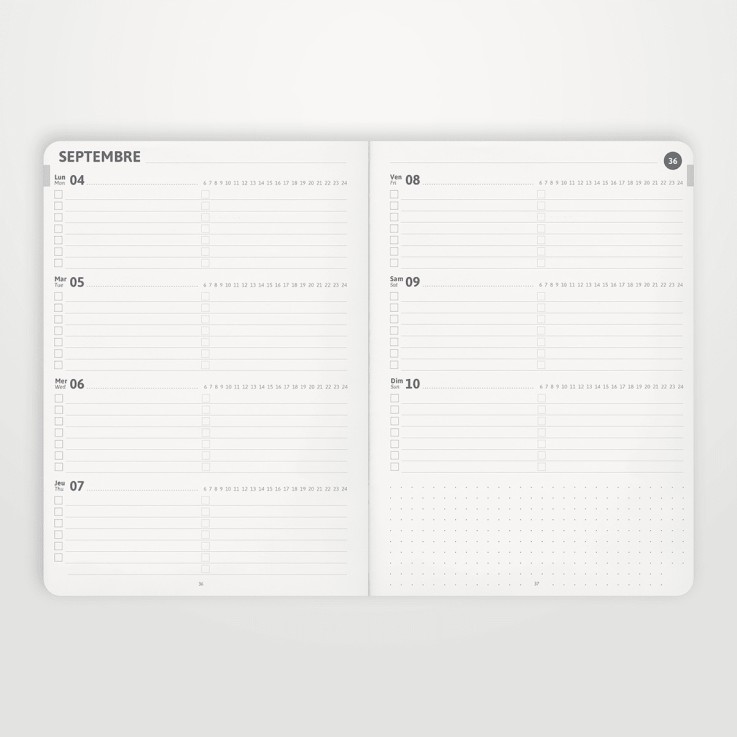 Bullet Journal Agenda semainier 2025 / 2026 Matière recyclée