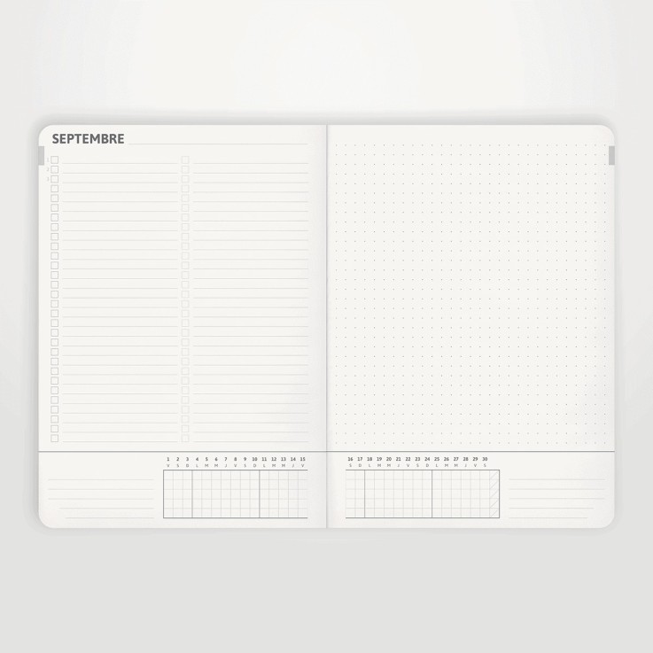 Bullet Journal Agenda semainier 2025 / 2026 Matière recyclée