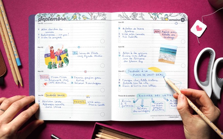 Agenda scolaire 2025 / 2026 relié A5 Matière recyclée