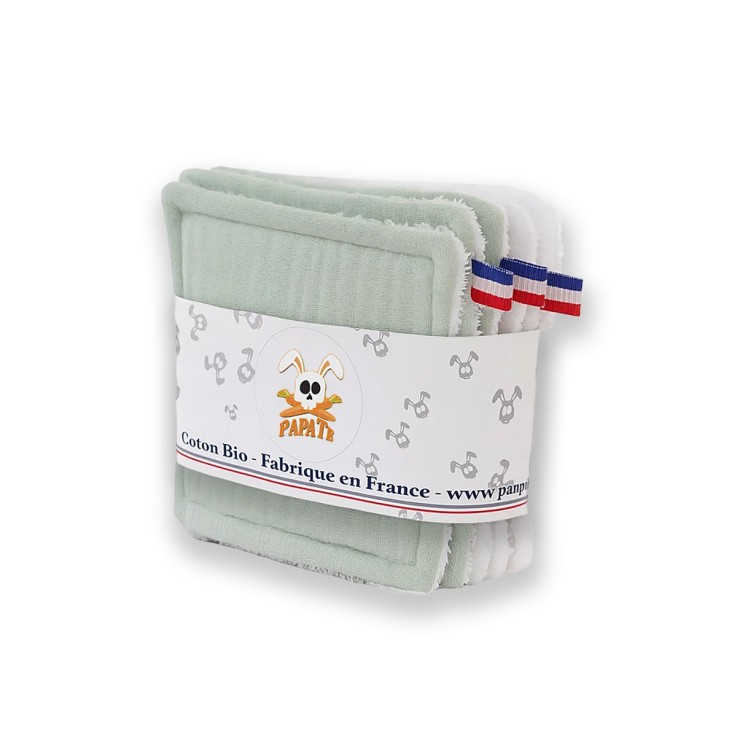 Lot de 6 lingettes lavables en Coton Bio