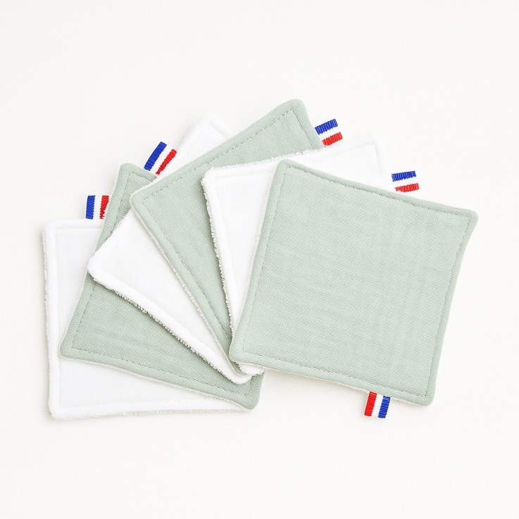 Lot de 6 lingettes lavables en Coton Bio