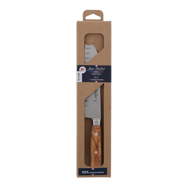 Couteau santoku en olivier 17 cm en inox