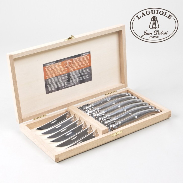 Coffret 6 couteaux laguiole inox fermant