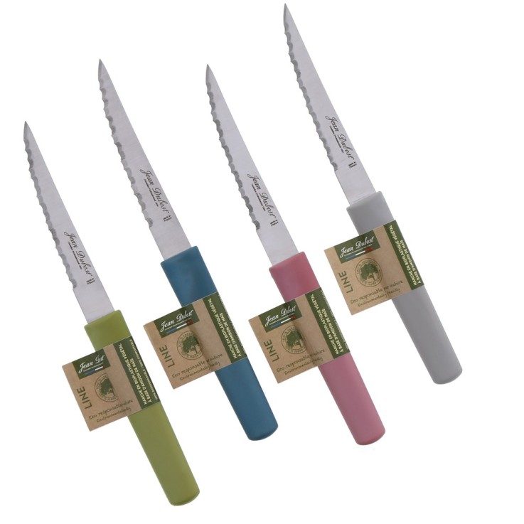 Couteau steak 11cm Line (1 couleur aléatoire) en bio-matière et inox