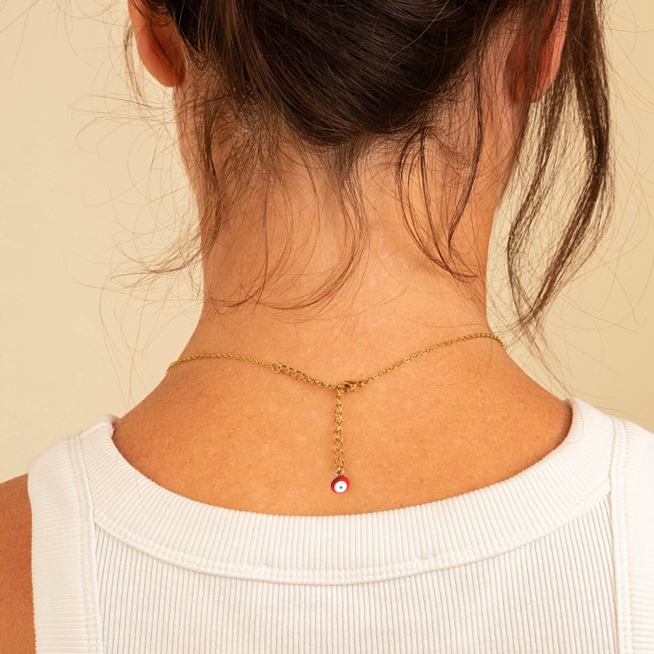 Collier doré avec charms PIMENT Rouge