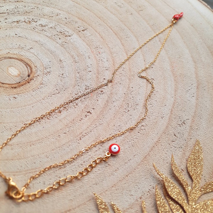 Collier doré avec charms PIMENT Rouge