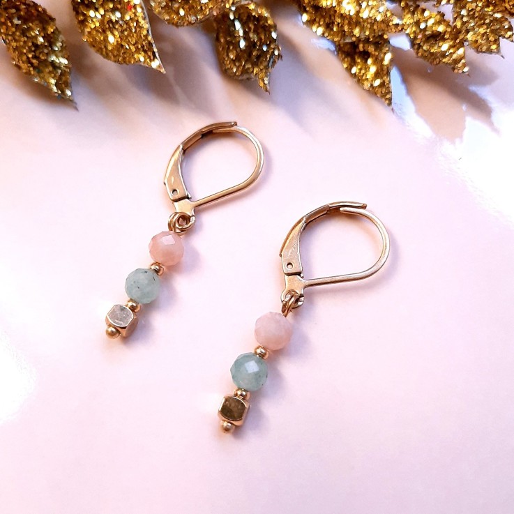 Boucles TALISMAN Pierre Lune Aventurine