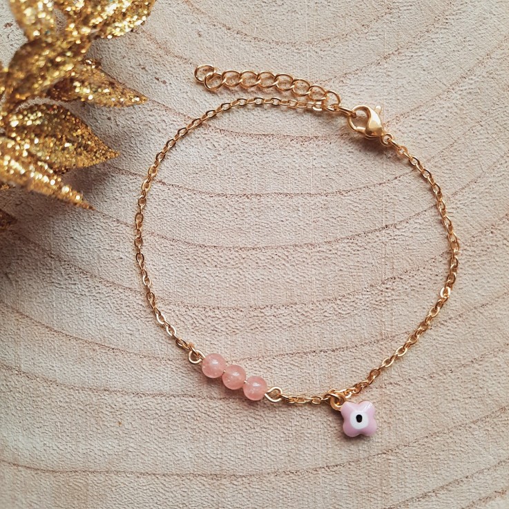 Bracelet de protection TRÈFLE Rose