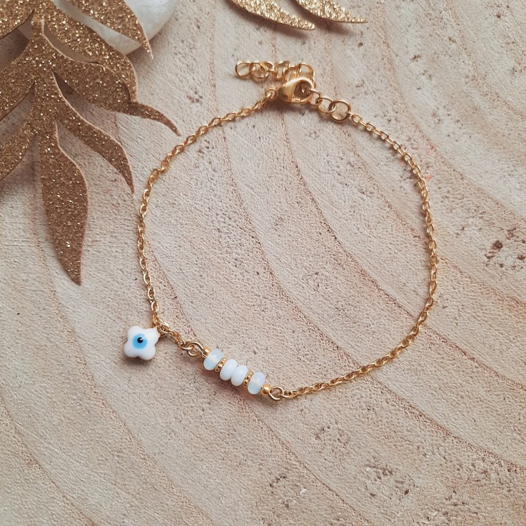 Bracelet de protection TRÈFLE Blanc