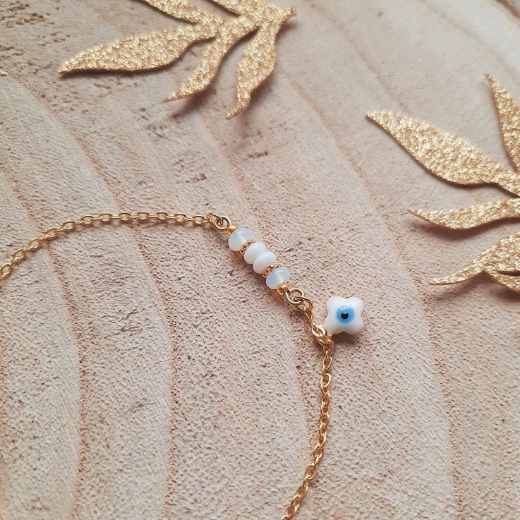 Bracelet de protection TRÈFLE Blanc