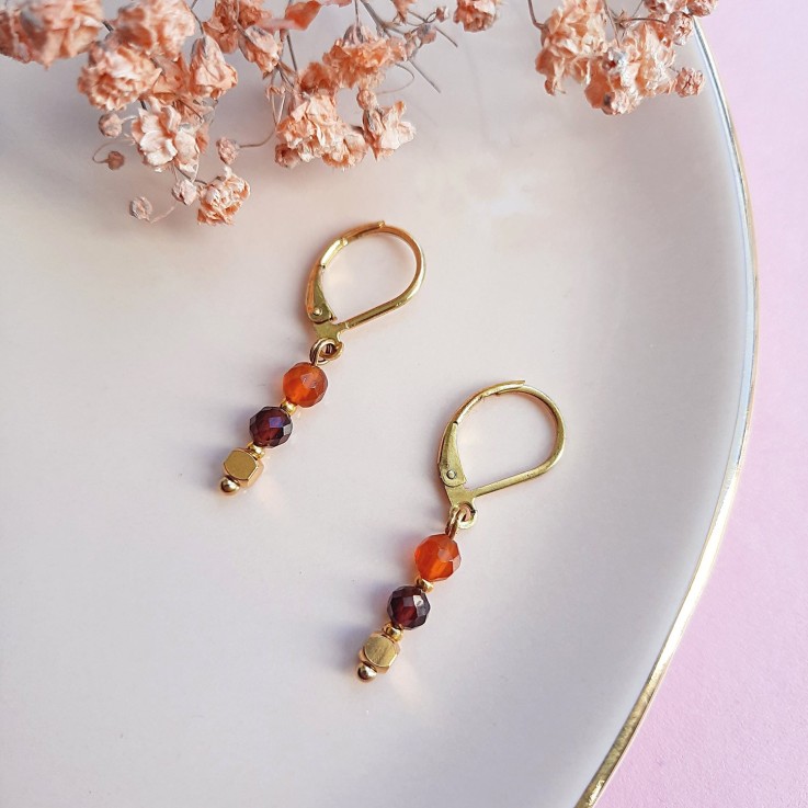 Boucles TALISMAN Grenat et Cornaline