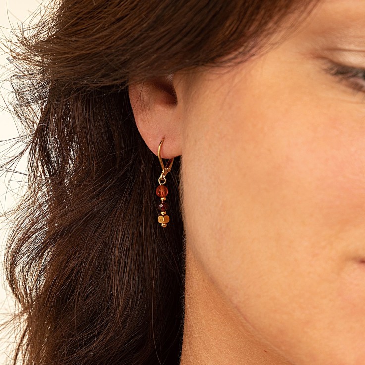 Boucles TALISMAN Grenat et Cornaline