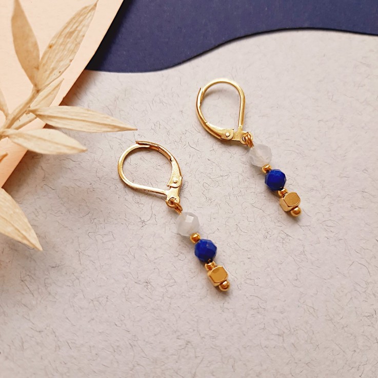 Boucles TALISMAN Lapis et Aigue marine