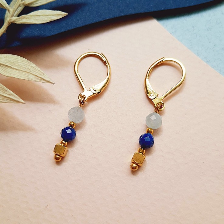 Boucles TALISMAN Lapis et Aigue marine