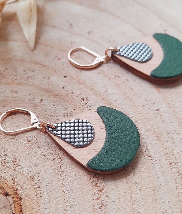 Boucles en bois ARTY vert...