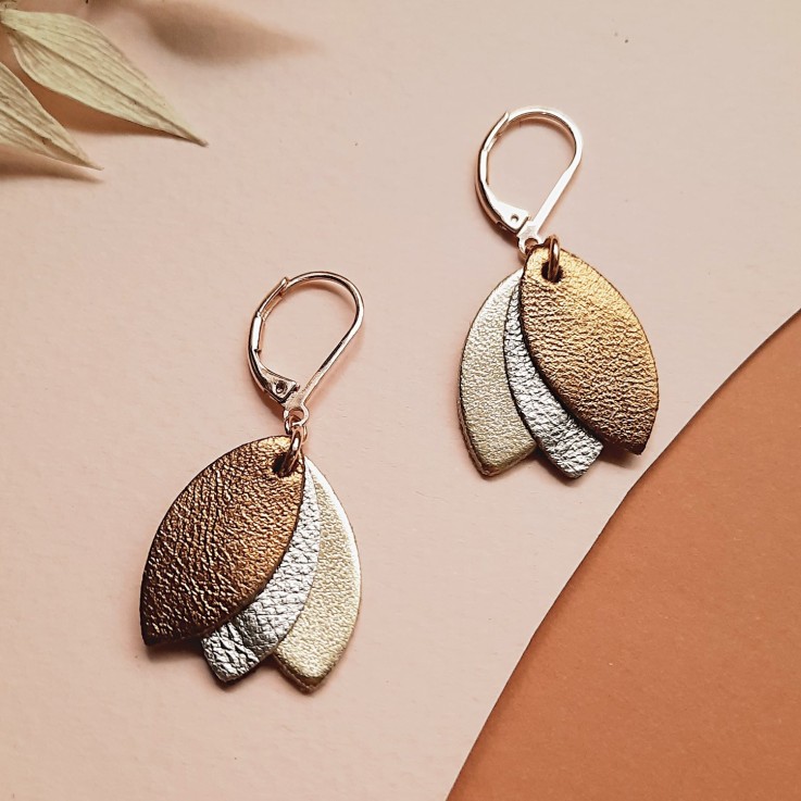 Boucles en cuir les Chouchous Champagne