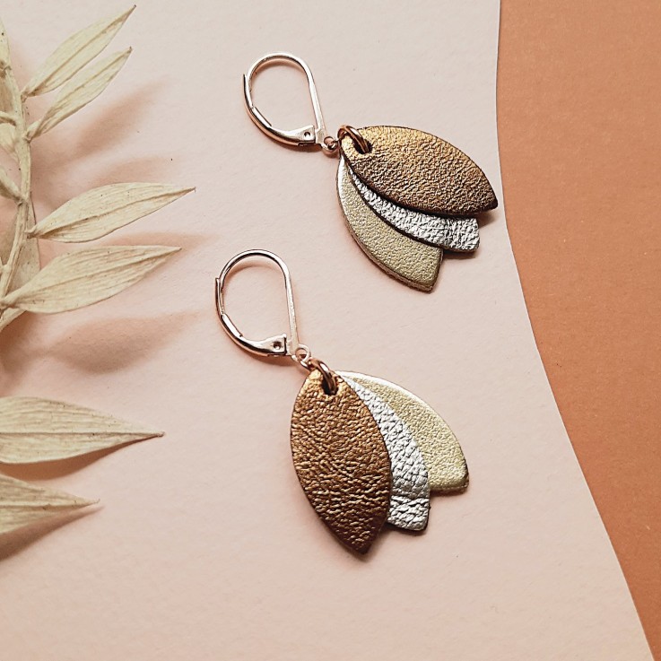 Boucles en cuir les Chouchous Champagne