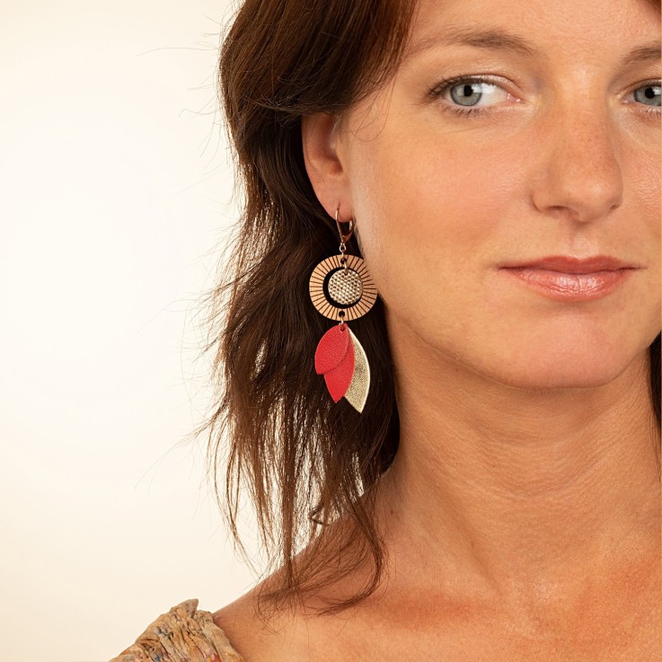 Boucles pendantes Solaris Rouge