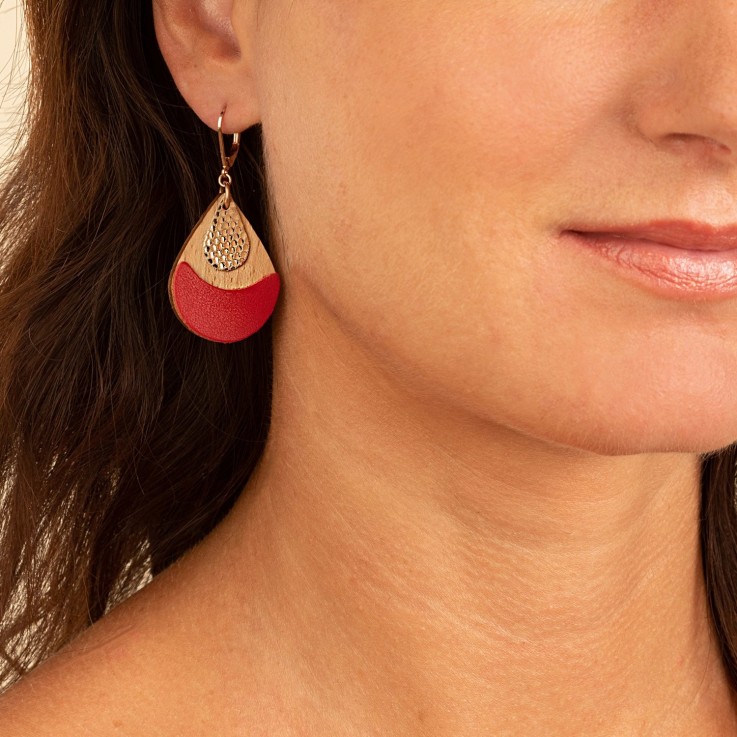 Boucles en bois ARTY Rouge