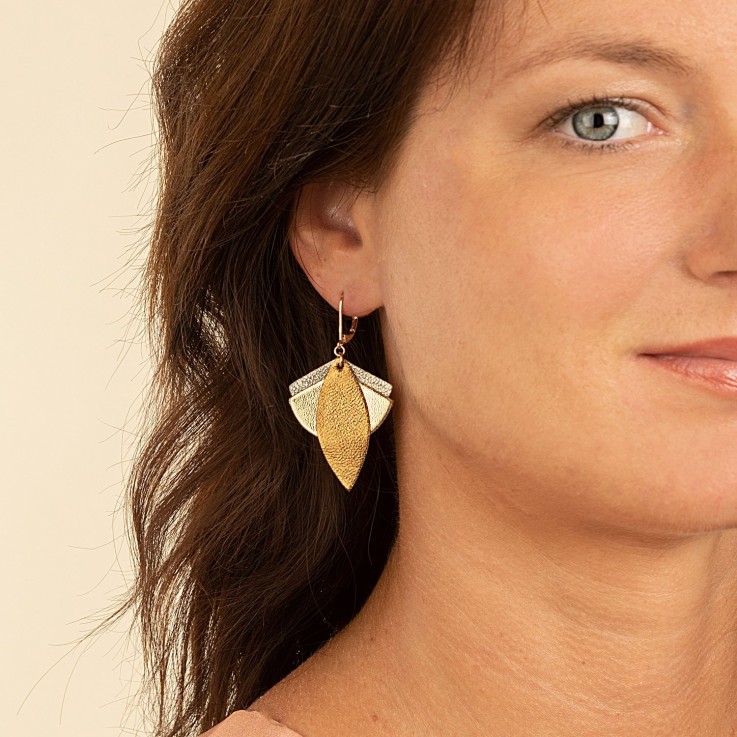 Boucles pendantes Lotus Champagne