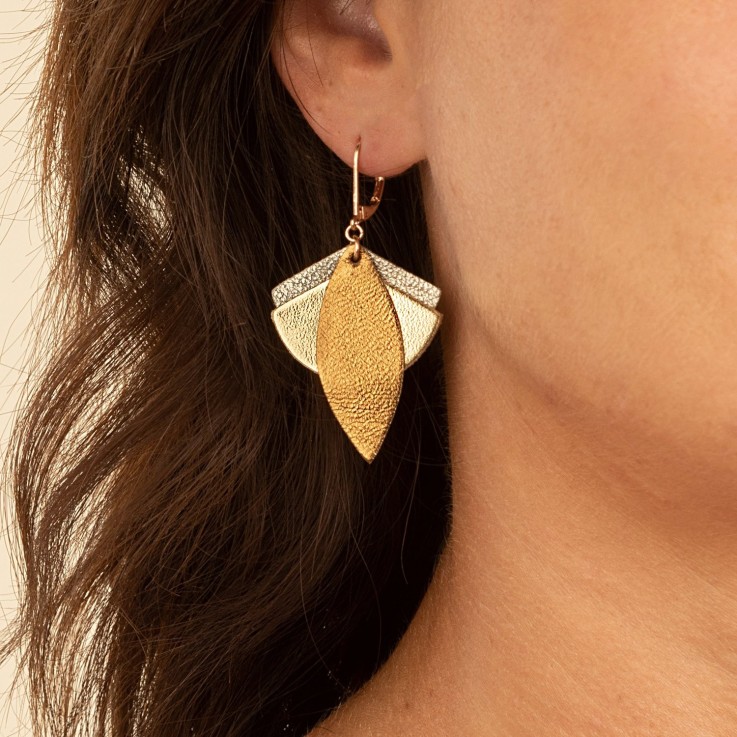 Boucles pendantes Lotus Champagne
