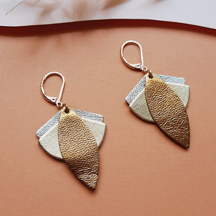Boucles pendantes Lotus Champagne