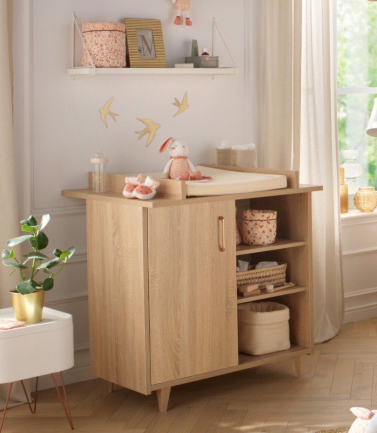 Chambre bébé Sam complète : lit, commode à langer et armoire