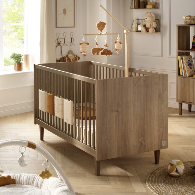 Chambre bébé Mokka : Lit évolutif et Commode à langer en bois